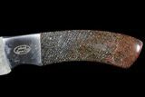 Damascus Knife With Fossil Dinosaur Bone (Gembone) Inlays #125252-3